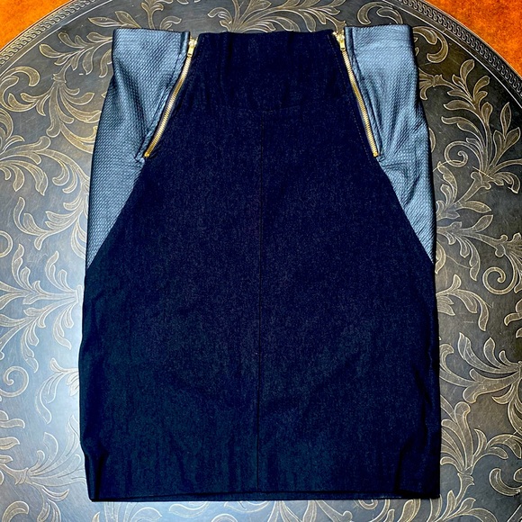 Contenta Black Pencil Skirt with Gold Zippers in Front Size L - Picture 1 of 4